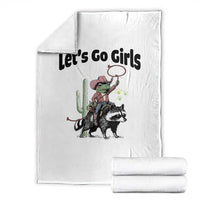Cowboy Frog Riding Raccoon Throw Blanket Let's Go Girls - Wonder Print Shop