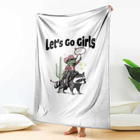 Cowboy Frog Riding Raccoon Throw Blanket Let's Go Girls - Wonder Print Shop