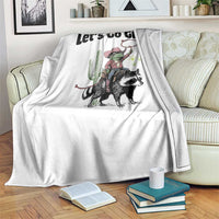 Cowboy Frog Riding Raccoon Throw Blanket Let's Go Girls - Wonder Print Shop