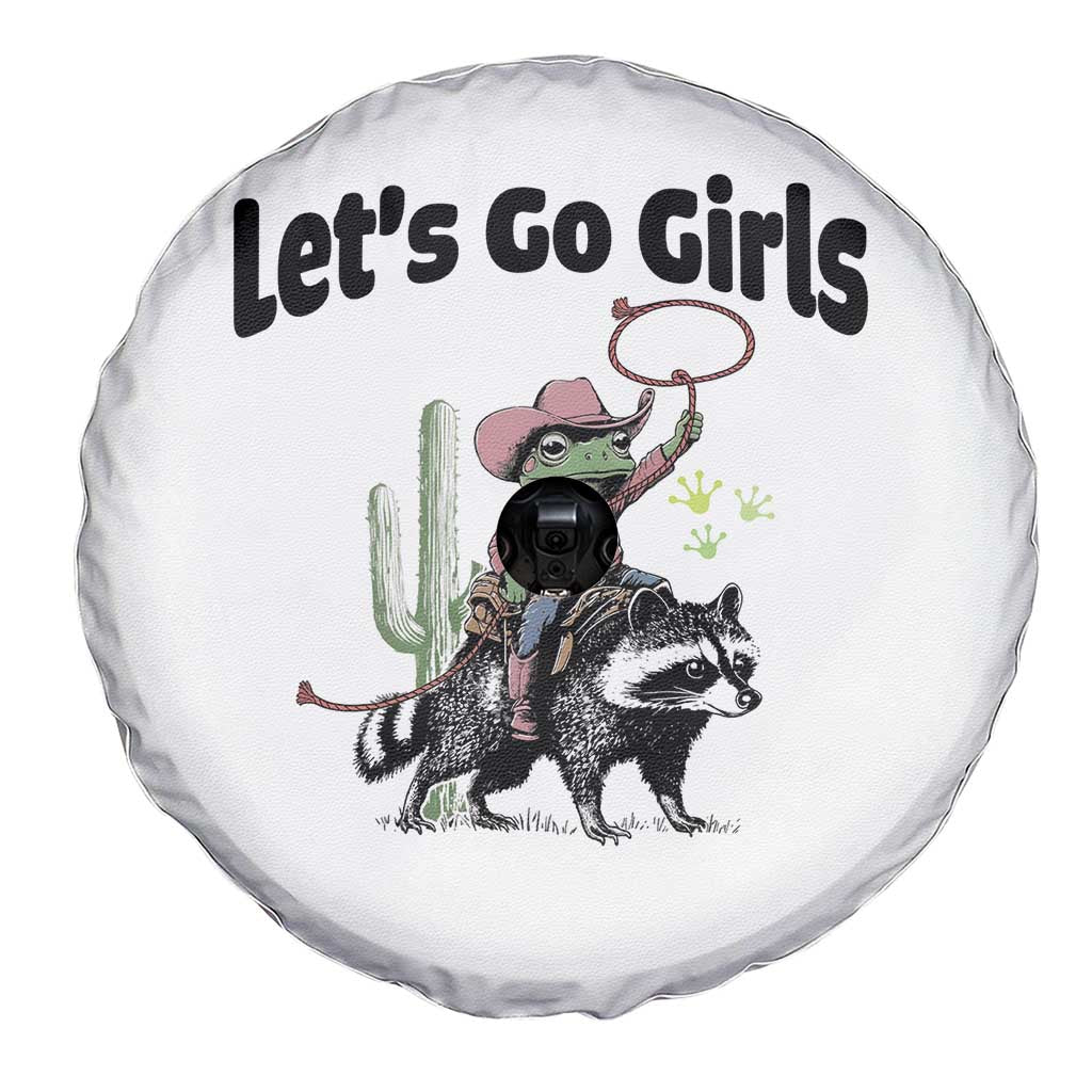 Cowboy Frog Riding Raccoon Spare Tire Cover Let's Go Girls - Wonder Print Shop