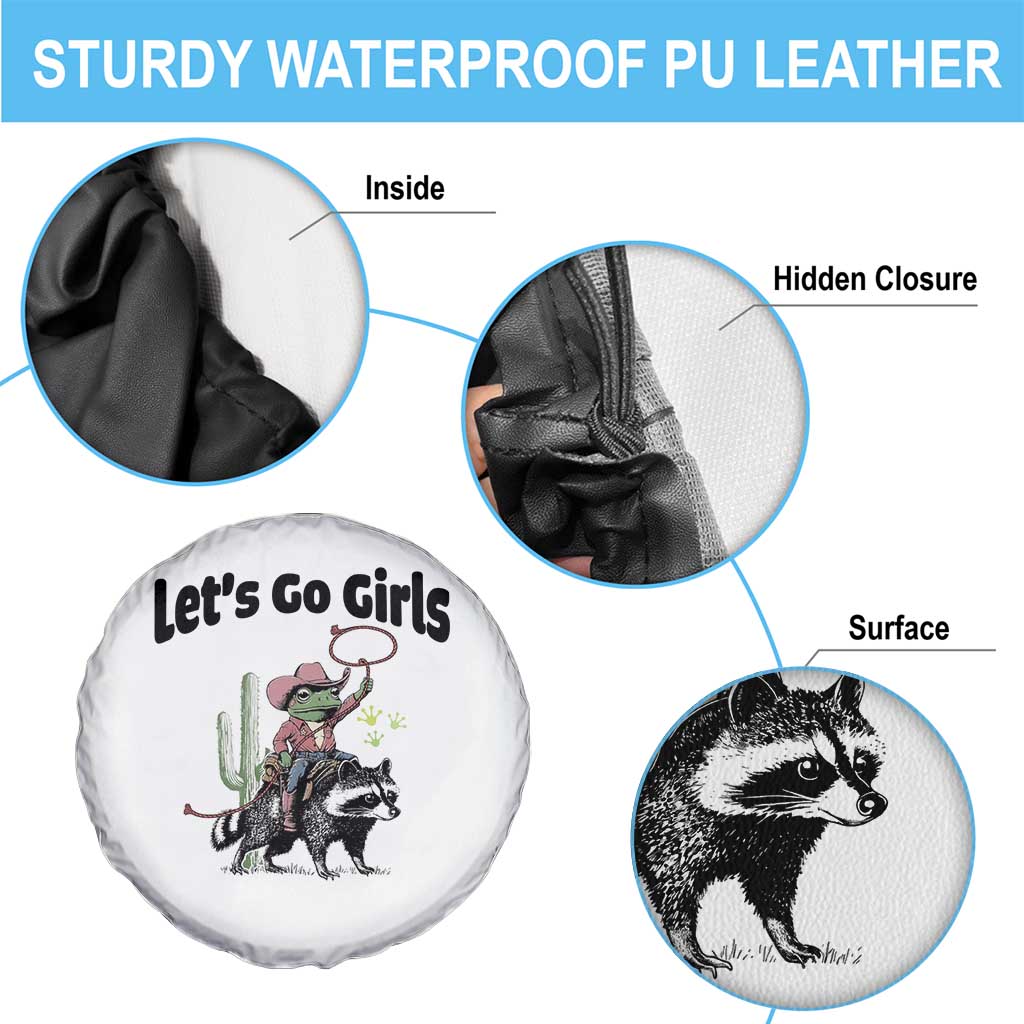 Cowboy Frog Riding Raccoon Spare Tire Cover Let's Go Girls - Wonder Print Shop