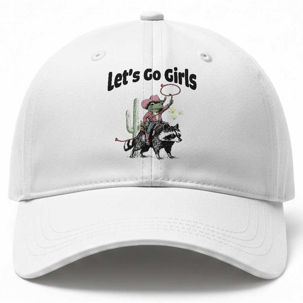Cowboy Frog Riding Raccoon Baseball Cap Let's Go Girls