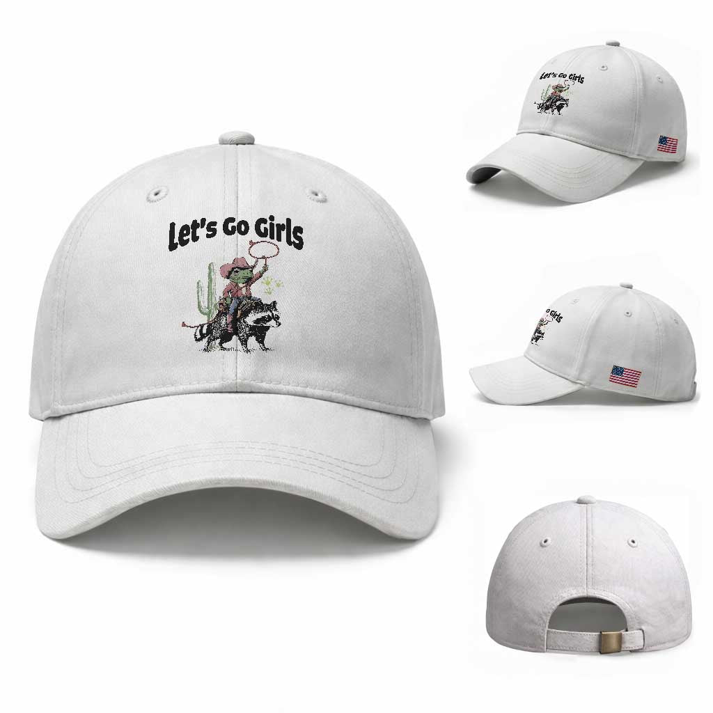 Cowboy Frog Riding Raccoon Baseball Cap Let's Go Girls