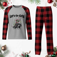 Cowboy Frog Riding Raccoon Plaid Pajama Set Let's Go Girls - Wonder Print Shop