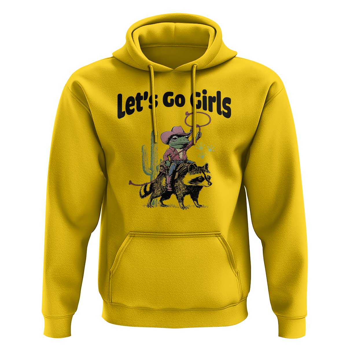 Cowboy Frog Riding Raccoon Hoodie Let's Go Girls - Wonder Print Shop