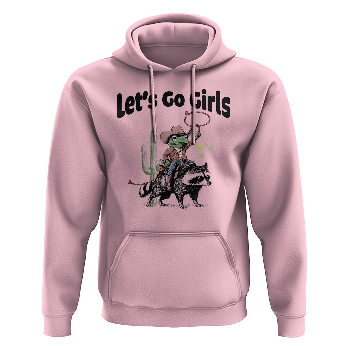 Cowboy Frog Riding Raccoon Hoodie Let's Go Girls - Wonder Print Shop