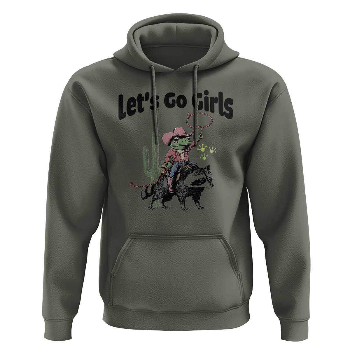 Cowboy Frog Riding Raccoon Hoodie Let's Go Girls - Wonder Print Shop
