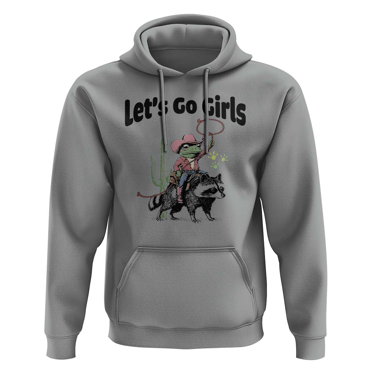 Cowboy Frog Riding Raccoon Hoodie Let's Go Girls - Wonder Print Shop