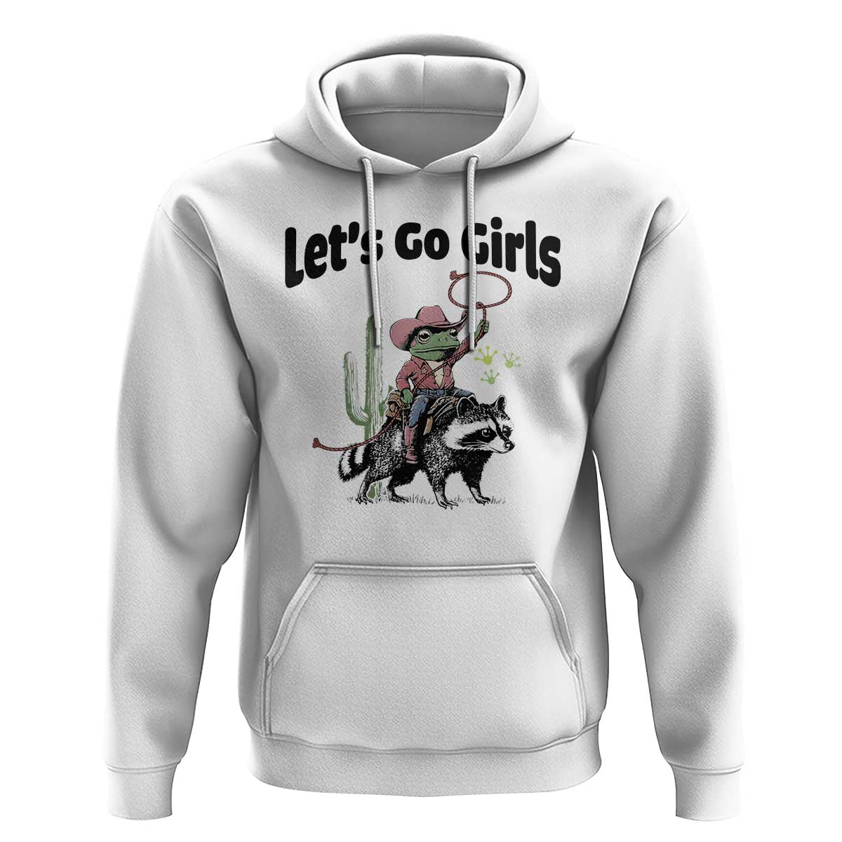 Cowboy Frog Riding Raccoon Hoodie Let's Go Girls - Wonder Print Shop