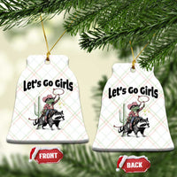 Cowboy Frog Riding Raccoon Ceramic Ornament Let's Go Girls - Wonder Print Shop