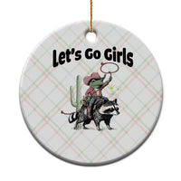 Cowboy Frog Riding Raccoon Ceramic Ornament Let's Go Girls - Wonder Print Shop
