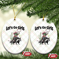 Cowboy Frog Riding Raccoon Ceramic Ornament Let's Go Girls - Wonder Print Shop