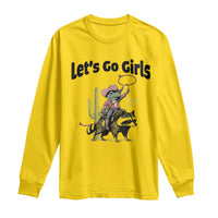 Cowboy Frog Riding Raccoon Long Sleeve Shirt Let's Go Girls - Wonder Print Shop