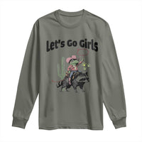 Cowboy Frog Riding Raccoon Long Sleeve Shirt Let's Go Girls - Wonder Print Shop