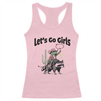 Cowboy Frog Riding Raccoon Racerback Tank Top Let's Go Girls - Wonder Print Shop