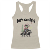 Cowboy Frog Riding Raccoon Racerback Tank Top Let's Go Girls - Wonder Print Shop