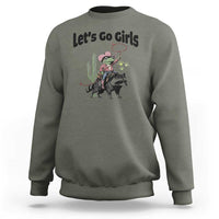 Cowboy Frog Riding Raccoon Sweatshirt Let's Go Girls - Wonder Print Shop