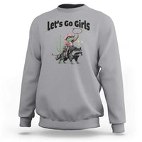Cowboy Frog Riding Raccoon Sweatshirt Let's Go Girls - Wonder Print Shop