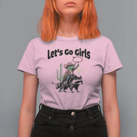 Cowboy Frog Riding Raccoon T Shirt For Women Let's Go Girls - Wonder Print Shop