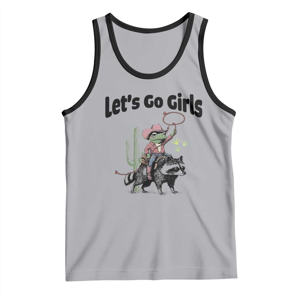Cowboy Frog Riding Raccoon Tank Top Let's Go Girls - Wonder Print Shop