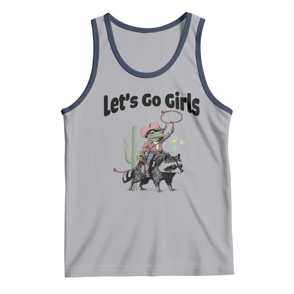Cowboy Frog Riding Raccoon Tank Top Let's Go Girls - Wonder Print Shop