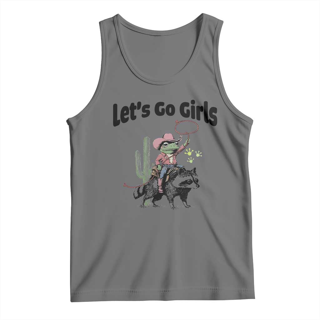 Cowboy Frog Riding Raccoon Tank Top Let's Go Girls - Wonder Print Shop