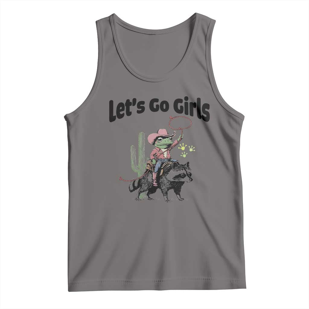 Cowboy Frog Riding Raccoon Tank Top Let's Go Girls - Wonder Print Shop