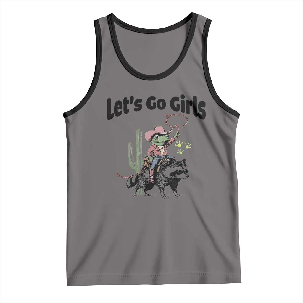 Cowboy Frog Riding Raccoon Tank Top Let's Go Girls - Wonder Print Shop
