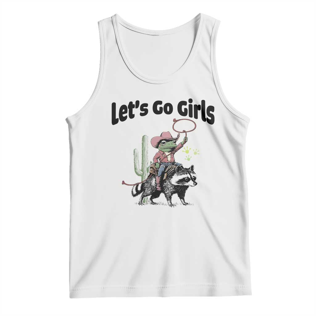 Cowboy Frog Riding Raccoon Tank Top Let's Go Girls - Wonder Print Shop