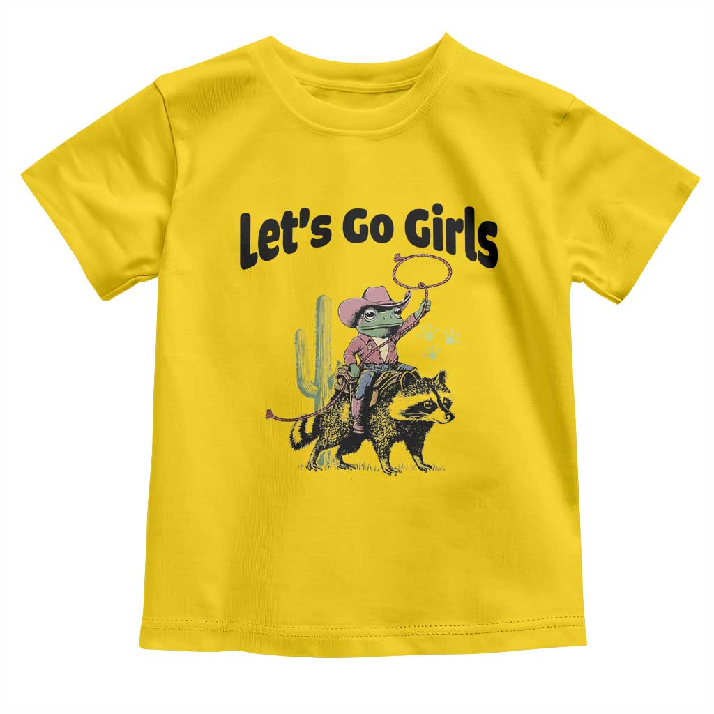 Cowboy Frog Riding Raccoon Toddler T Shirt Let's Go Girls - Wonder Print Shop