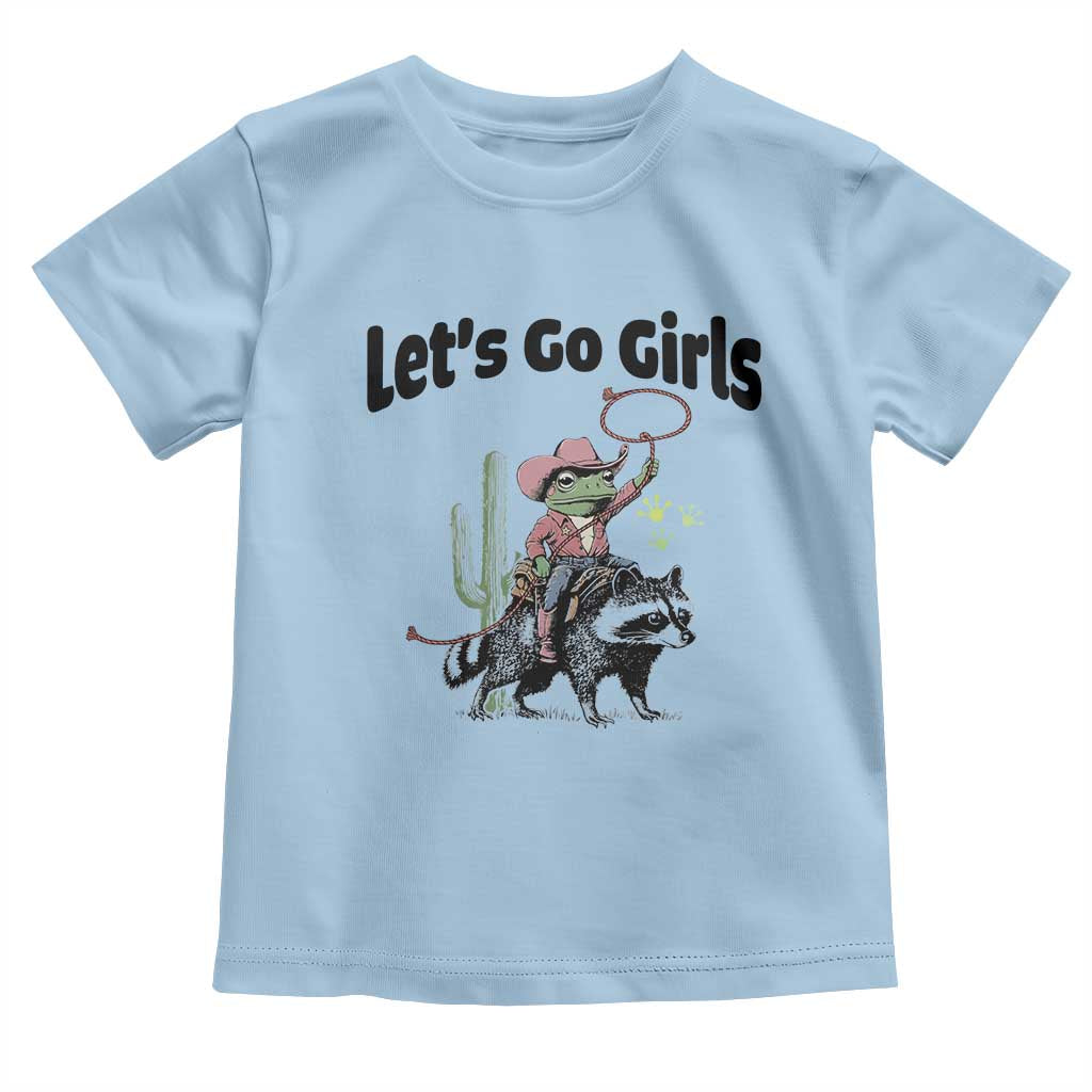 Cowboy Frog Riding Raccoon Toddler T Shirt Let's Go Girls - Wonder Print Shop