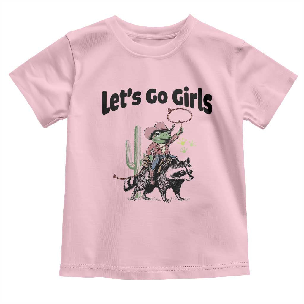 Cowboy Frog Riding Raccoon Toddler T Shirt Let's Go Girls - Wonder Print Shop