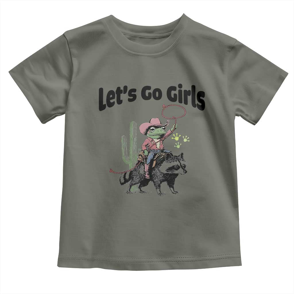 Cowboy Frog Riding Raccoon Toddler T Shirt Let's Go Girls - Wonder Print Shop
