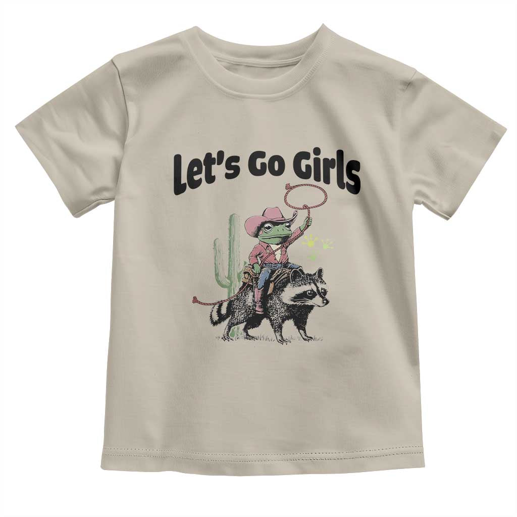 Cowboy Frog Riding Raccoon Toddler T Shirt Let's Go Girls - Wonder Print Shop