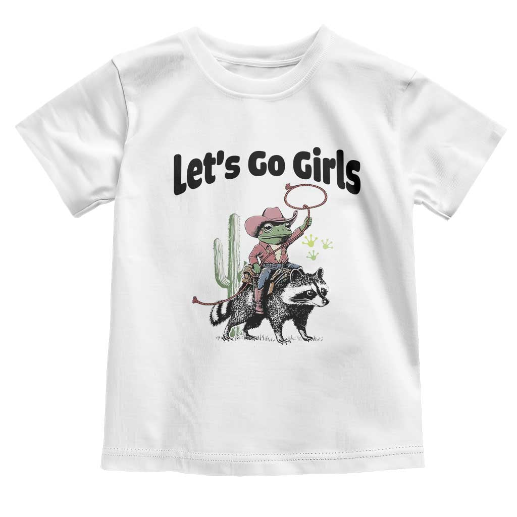 Cowboy Frog Riding Raccoon Toddler T Shirt Let's Go Girls - Wonder Print Shop