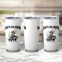 Cowboy Frog Riding Raccoon Tumbler Cup Let's Go Girls