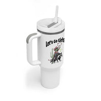 Cowboy Frog Riding Raccoon Tumbler With Handle Let's Go Girls