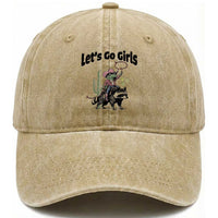 Cowboy Frog Riding Raccoon Washed Cotton Baseball Cap Let's Go Girls