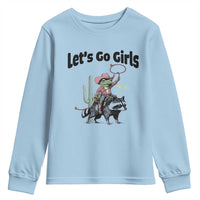 Cowboy Frog Riding Raccoon Youth Sweatshirt Let's Go Girls - Wonder Print Shop