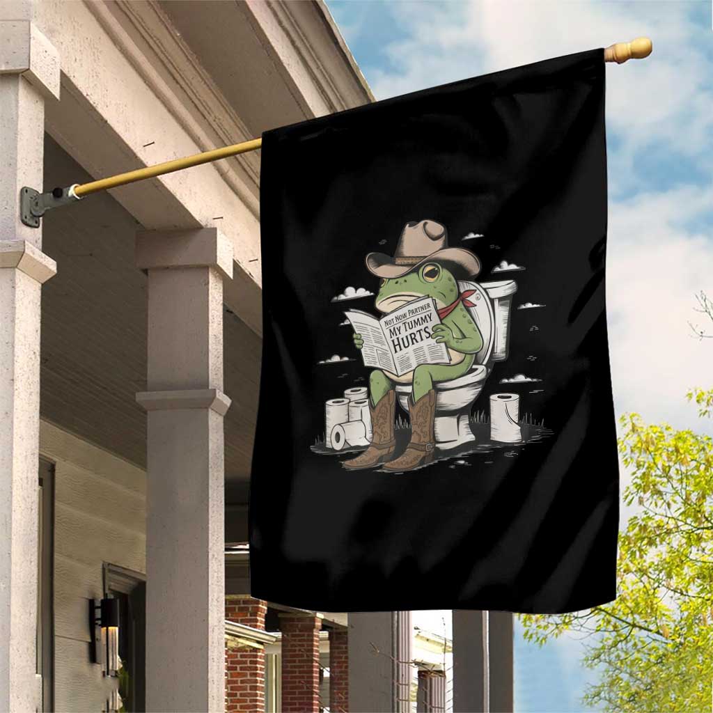 Funny Cowboy Frog Garden Flag Not Now Partner My Tummy Hurts - Wonder Print Shop