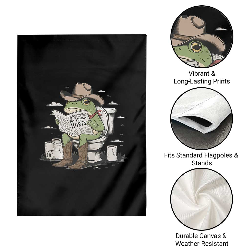 Funny Cowboy Frog Garden Flag Not Now Partner My Tummy Hurts - Wonder Print Shop