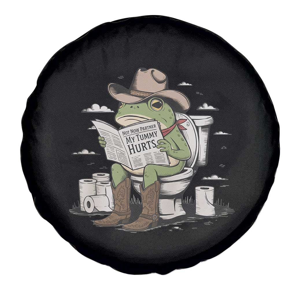 Funny Cowboy Frog Spare Tire Cover Not Now Partner My Tummy Hurts - Wonder Print Shop