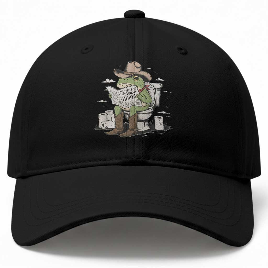 Funny Cowboy Frog Baseball Cap Not Now Partner My Tummy Hurts