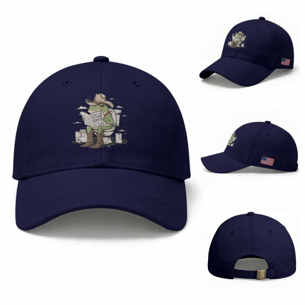 Funny Cowboy Frog Baseball Cap Not Now Partner My Tummy Hurts