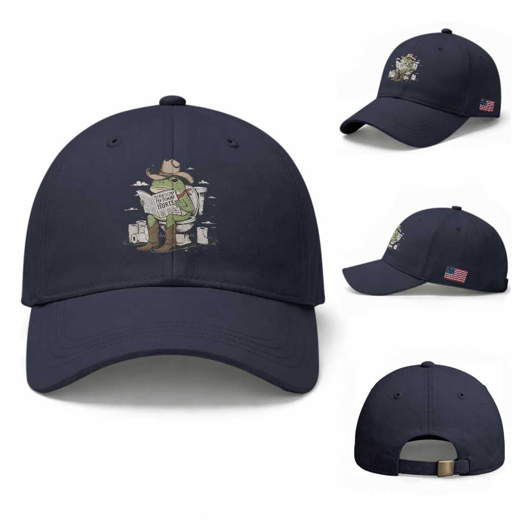 Funny Cowboy Frog Baseball Cap Not Now Partner My Tummy Hurts