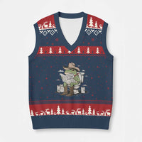 Funny Cowboy Frog V-Neck Knit Sweater Vest Not Now Partner My Tummy Hurts - Wonder Print Shop