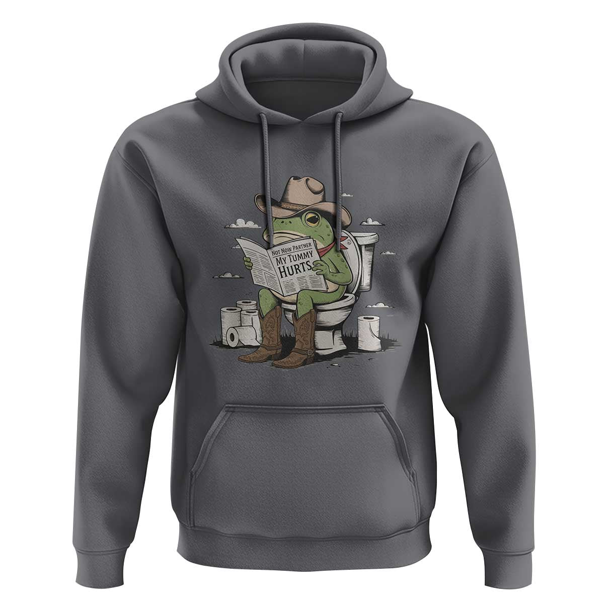 Funny Cowboy Frog Hoodie Not Now Partner My Tummy Hurts - Wonder Print Shop