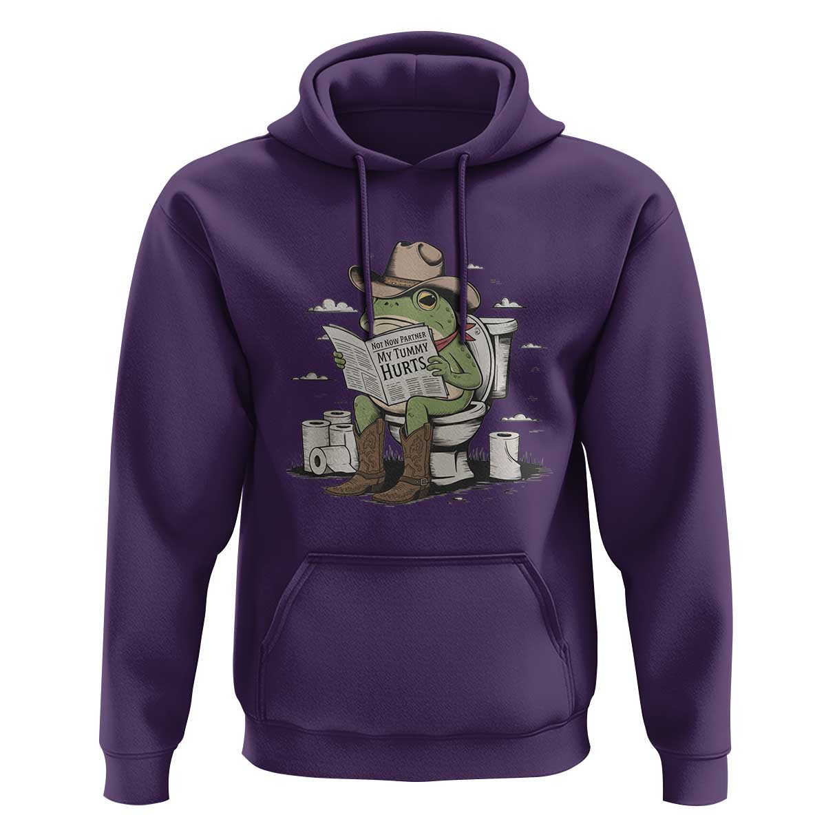 Funny Cowboy Frog Hoodie Not Now Partner My Tummy Hurts - Wonder Print Shop