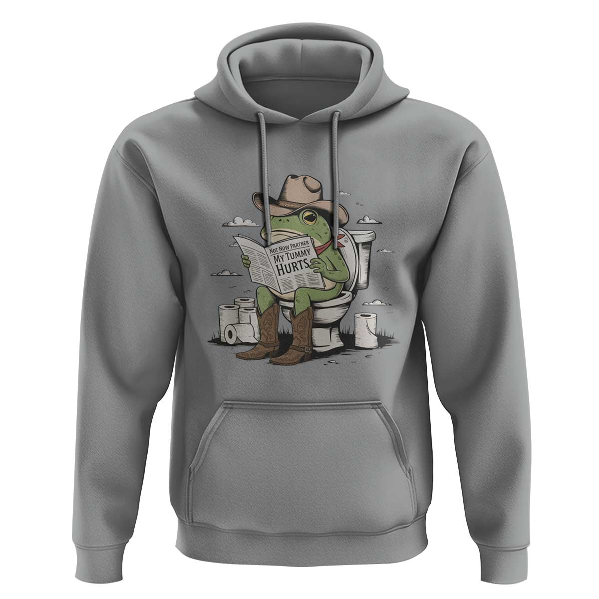 Funny Cowboy Frog Hoodie Not Now Partner My Tummy Hurts - Wonder Print Shop