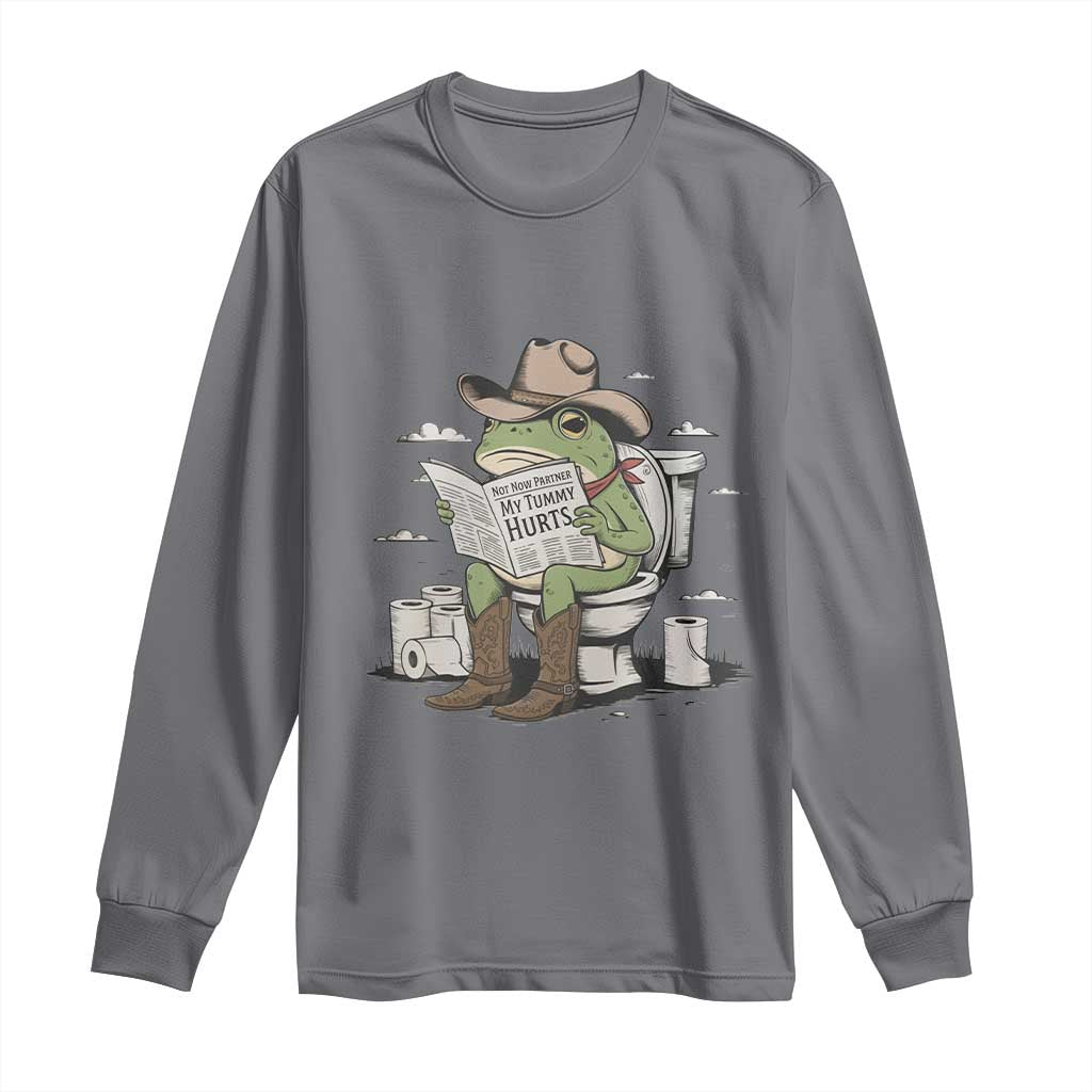 Funny Cowboy Frog Long Sleeve Shirt Not Now Partner My Tummy Hurts - Wonder Print Shop